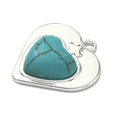 304 Stainless Steel with Dyed Synthetic Turquoise Pendants STAS-G374-05S-12-1