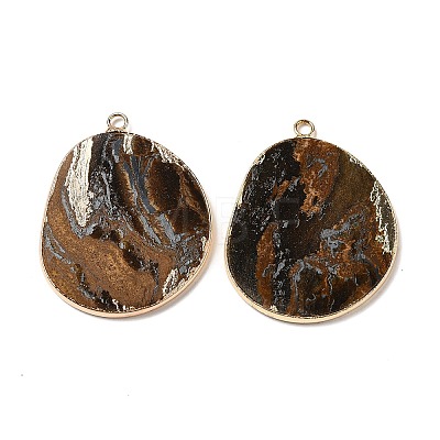 Natural Tiger Eye Pendants G-E526-09H-1