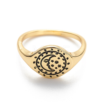 Brass Signet Ring for Women RJEW-E058-01G-03-1