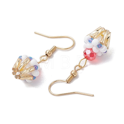 Ice Cream Cup Handmade Glass Seed Beads Dangle Earrings for Women EJEW-MZ00392-03-1