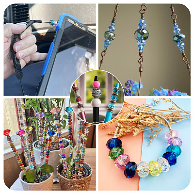50Pcs 10 Colors Transparent Glass European Beads GPDL-TA0001-13-1