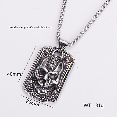 Gothic 316 Surgical Stainless Steel Pendant Box Chain Necklaces for Men ZF3615-7-1