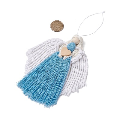 Handmade Macrame Cotton Angel Hanging Ornaments HJEW-JM02760-01-1