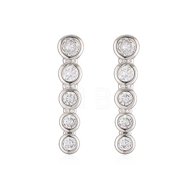 Brass Clear Cubic Zirconia Stud Earrings WGA7D61-02-1