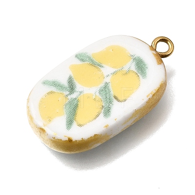 Fruit & Floral & Animals Printed Handmade Porcelain Pendants STAS-Z207-01G-03-1
