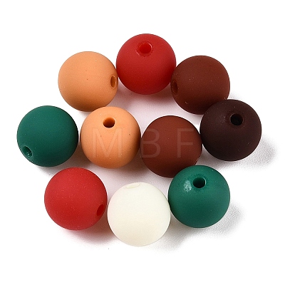 Rubberized Style Imitated Silicone Acrylic Beads MACR-T048-01C-01-1