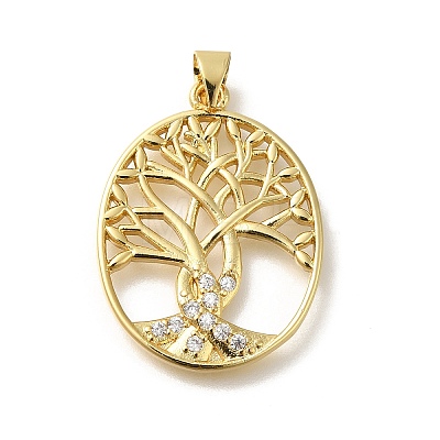 Rack Plating Brass with Cubic Zirconia Pendants KK-Z086-11G-02-1