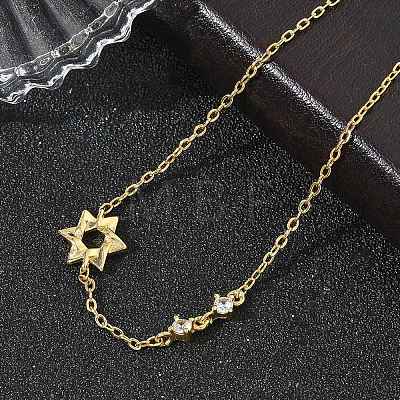 Brass Micro Pave Clear Cubic Zirconia Link Bracelets BJEW-E114-01A-G-1