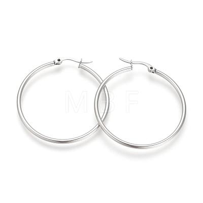 201 Stainless Steel Hoop Earrings MAK-R018-40mm-S-1