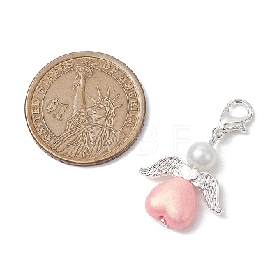 Heart Angel Acrylic & Glass Pearl Pendant Decoration X1-HJEW-JM02366-1