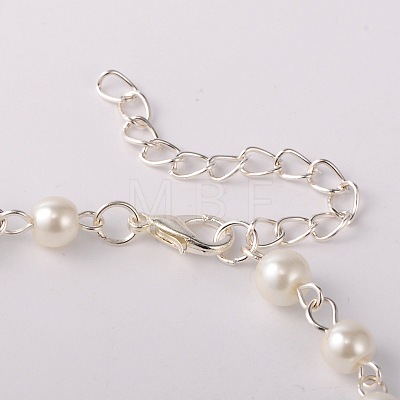 Trendy Glass Pearl Anklets AJEW-AN00035-01-1
