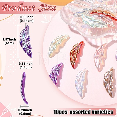 10Pcs UV Plating Iridescent Acrylic Pendants OACR-YW0004-27-1