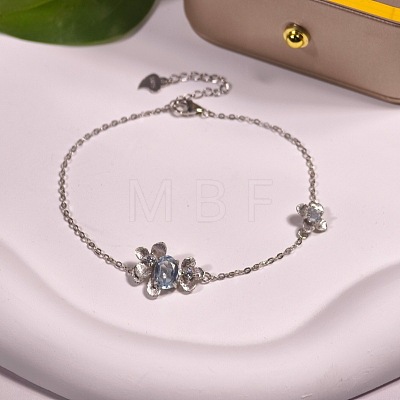 925 Sterling Silver & Cubic Zirconia & Quartz Link Bracelets FS-WGAB3DC-08-1