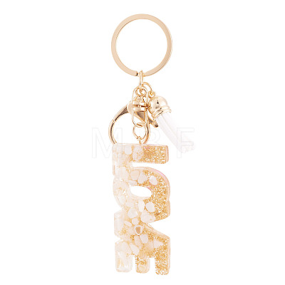 Alloy & Resin Tassel Keychainss AJEW-TADJ0001-20G-08-1