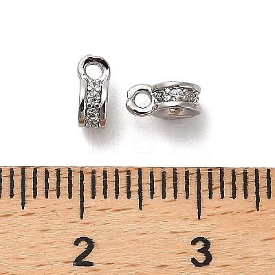 Brass Micro Pave Clear Cubic Zirconia Tube Bails KK-B110-05P-1