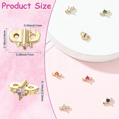 16Pcs 8 Colors Brass Micro Pave Cubic Zirconia Multi-Strand Links FIND-CJ0005-87-1