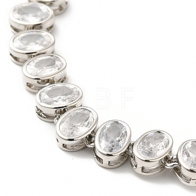 Clear Cubic Zirconia Oval Link Chain Bracelet BJEW-E073-04P-1