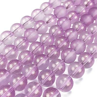 Frosted Transparent Glass Bead Strands GLAA-P065-8mm-07-1