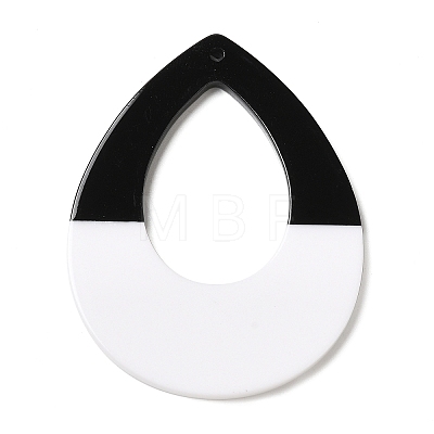 Black and White stitching Acrylic Big Pendants OACR-S143-01B-1