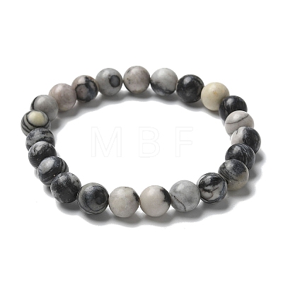 Natural Netstone Bead Stretch Bracelets BJEW-K212-B-021-1