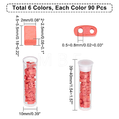  540Pcs 6 Colors 2-Hole Glass Seed Beads SEED-NB0001-45-1