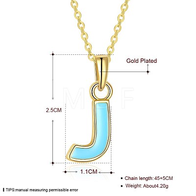 Fashion Tin Alloy Enamel Initial Pendant Necklaces NJEW-BB20973-J-1
