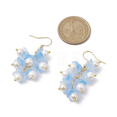 Flower Transparent Spray Painted Glass Cluster Earrings EJEW-JE05741-1