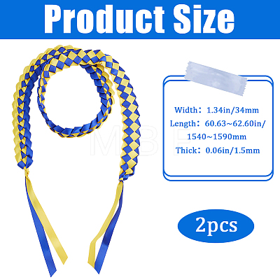 Two Tone Graduation Ribbon Leis FIND-WH0423-78C-1