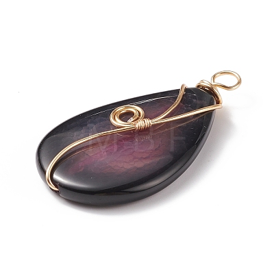 Natural Crackle Agate Pendants PALLOY-JF01867-02-1