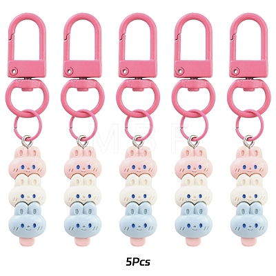 5Pcs Rabbit Resin Pendant Decorations HJEW-YW00193-01-1