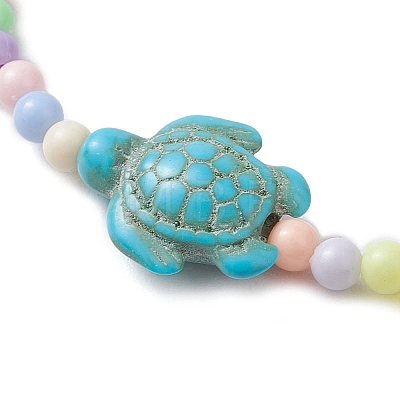 Beach Turtle Synthetic Turquoise Link Bracelets BJEW-JB10238-01-1