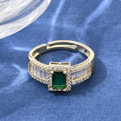Brass Micro Pave Clear Cubic Zirconia Cuff Open Rings CU-CBA5C10-14G-1