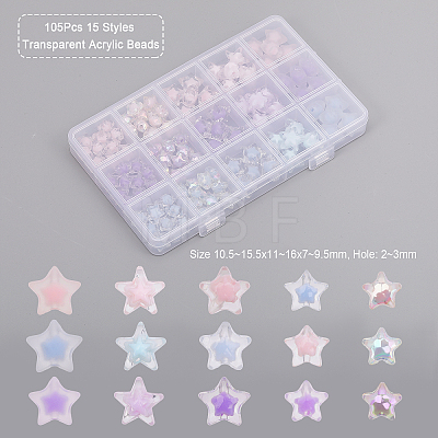 105Pcs 15 Styles Transparent Acrylic Beads TACR-CA0001-25-1