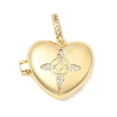 Brass Micro Pave Clear Cubic Zirconia Locket Pendants KK-H267-028A-05-1