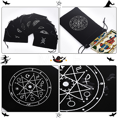 8Pcs 8 Styles Rectangle Black Velvet Craft Drawstring Bags ABAG-CA0001-14-1