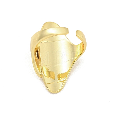 Rack Plated Brass Heart & Oval Open Cuff Ring for Women RJEW-Z039-11G-1