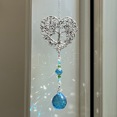 Alloy Heart with Tree of Life Hanging Ornaments PW-WG64732-02-1