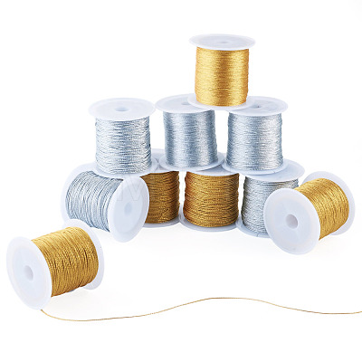 10 Rolls 10 Styles Round PET Metallic Thread MCOR-TA0001-04-1