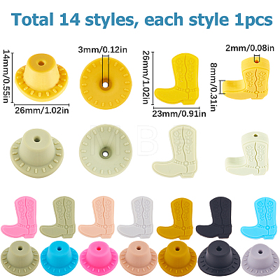 SUNNYCLUE 14Pcs 14 Style Silicone Beads SIL-SC0001-22-1