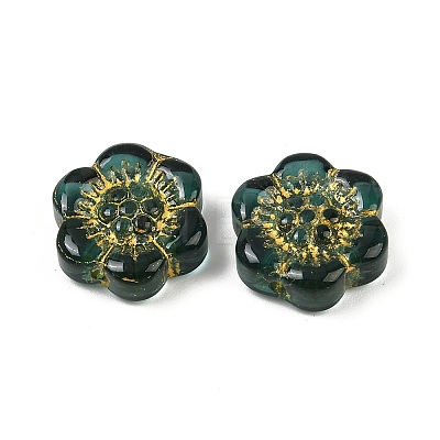 Baking Paint and Golden Metal Enlaced Glass Beads DGLA-T004-10E-1