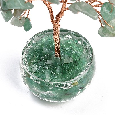 Natural Green Aventurine Chips Tree of Life Decorations DJEW-B013-01A-1