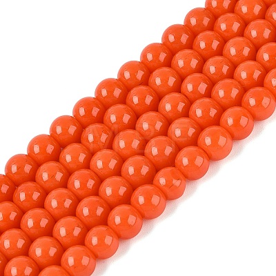 Opaque Solid Color Glass Beads Strands GLAA-T032-P6mm-M-1