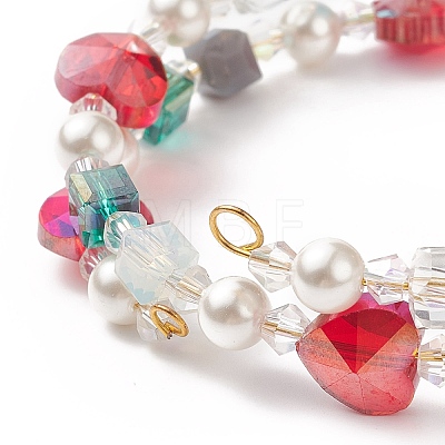 Glass Beads Three Loops Wrap Bracelets BJEW-JB09054-1