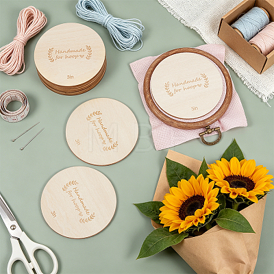 Handmade Hoop Wooden Disc DIY-WH0671-498A-1