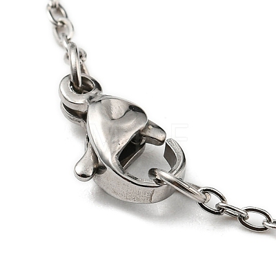 201 Stainless Steel Hollow Heart Pendant Necklace with Cable Chains NJEW-Q317-14P-1