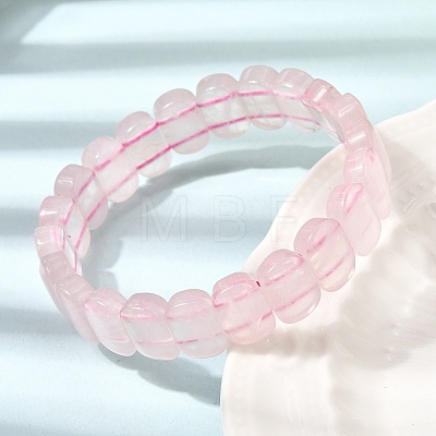Natural Rose Quartz Beaded Stretch Bracelets for Women Men BJEW-D461-02G-1