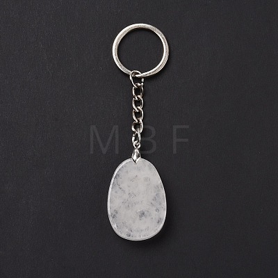 Natural Quartz Crystal Teardrop with Spiral Pendant Keychain KEYC-A031-02P-06-1