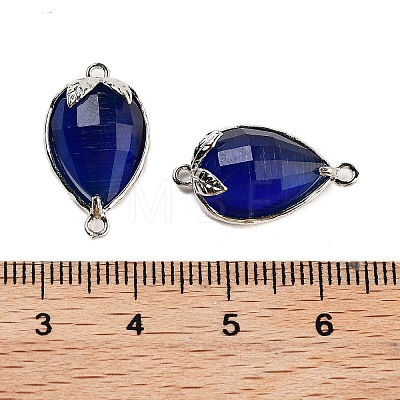 Cat Eye Faceted Teardrop Connector Charms G-B081-02P-01-1