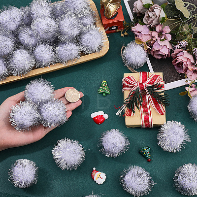 32Pcs Faux Fur Soft Sequins Pompom Ball DIY-SC0033-96D-1