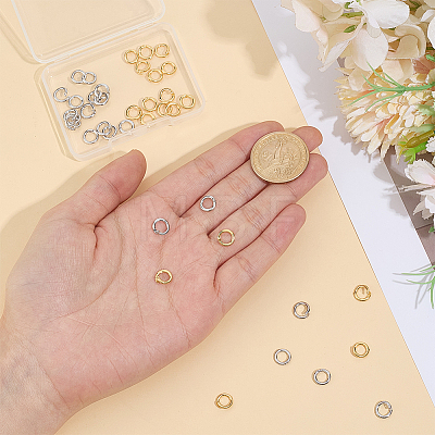 60Pcs 2 Colors Brass Open Jump Rings KK-BC0015-81-1